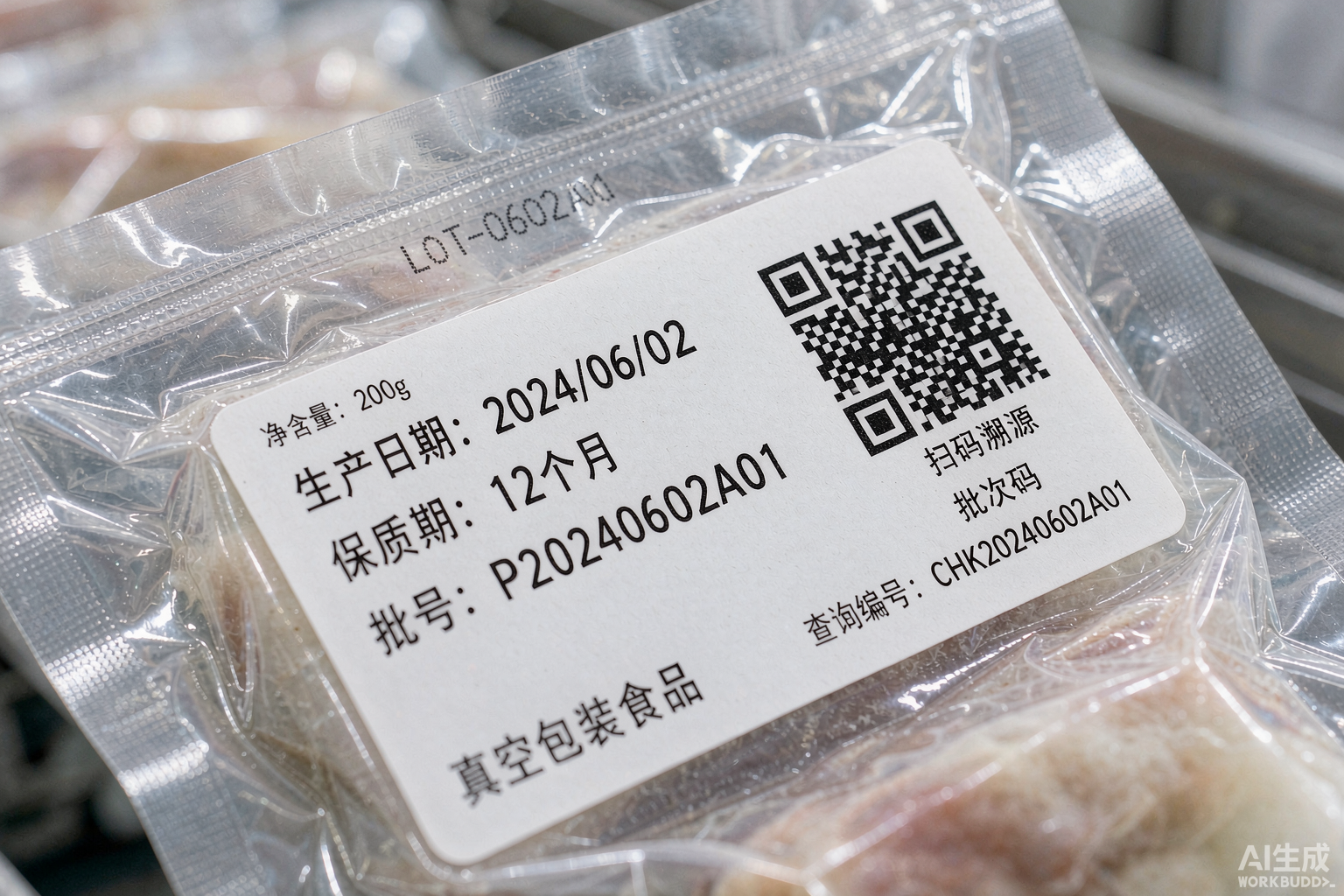 食品包装批次标签特写