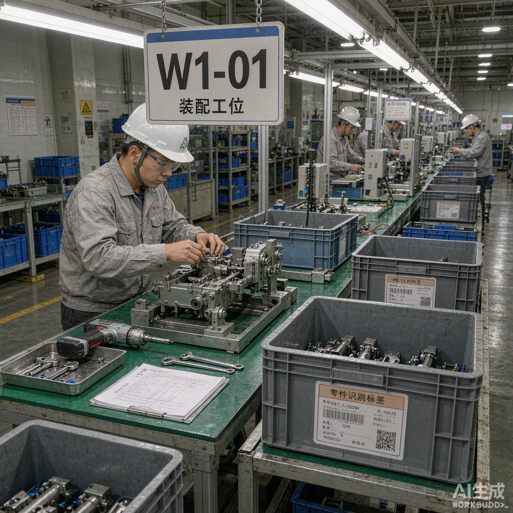汽车零部件生产线工位编号与周转箱零件识别标签