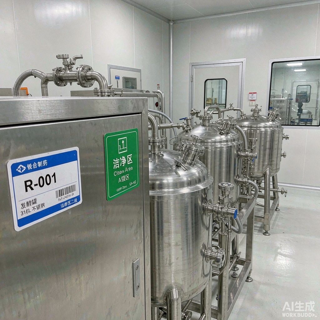 制药洁净车间不锈钢设备面板上的设备编号与区域标识标签
