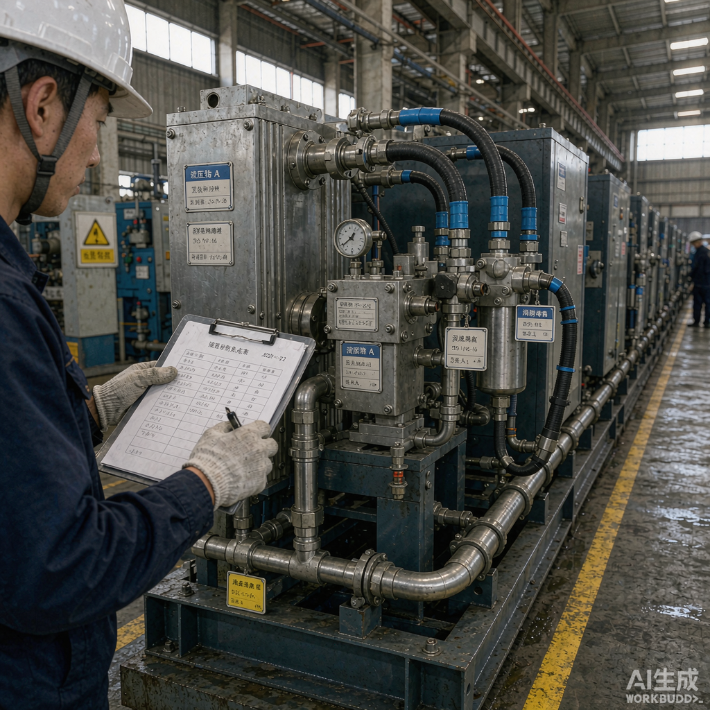 液压润滑站设备上的油品管理与更换记录标签